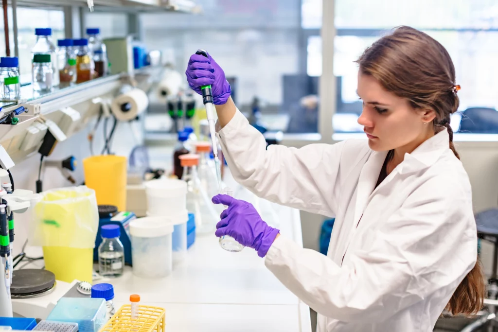 Woman in a pharma lab